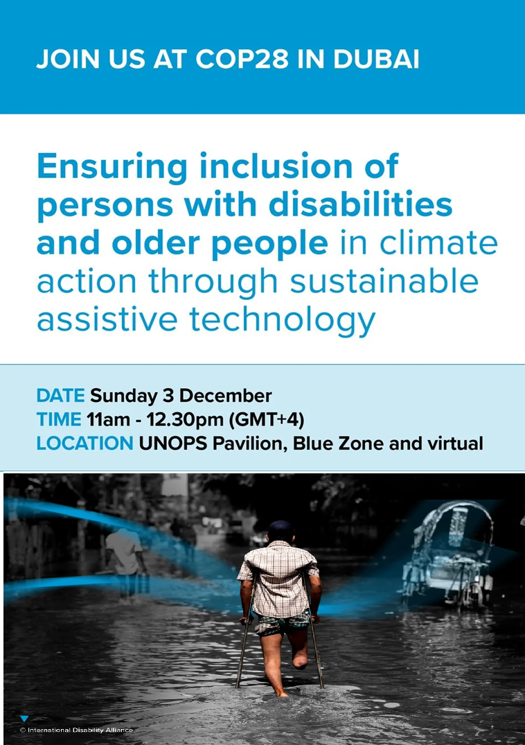 Ensuring inclusion of persons with disabilities and older people in climate action through sustainable assistive technology