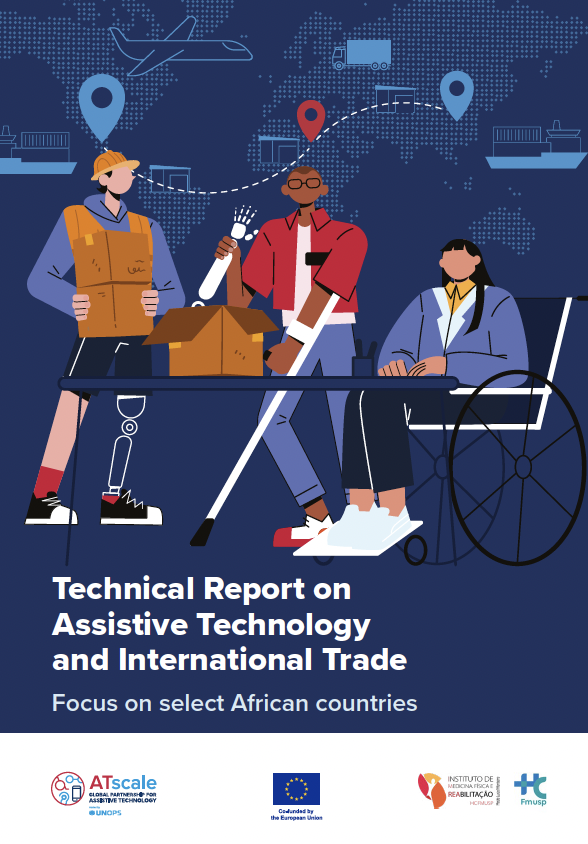 A screen shot of the technical report, graphics of people using different AT