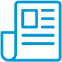 Blue icon of a document with text and a folded corner