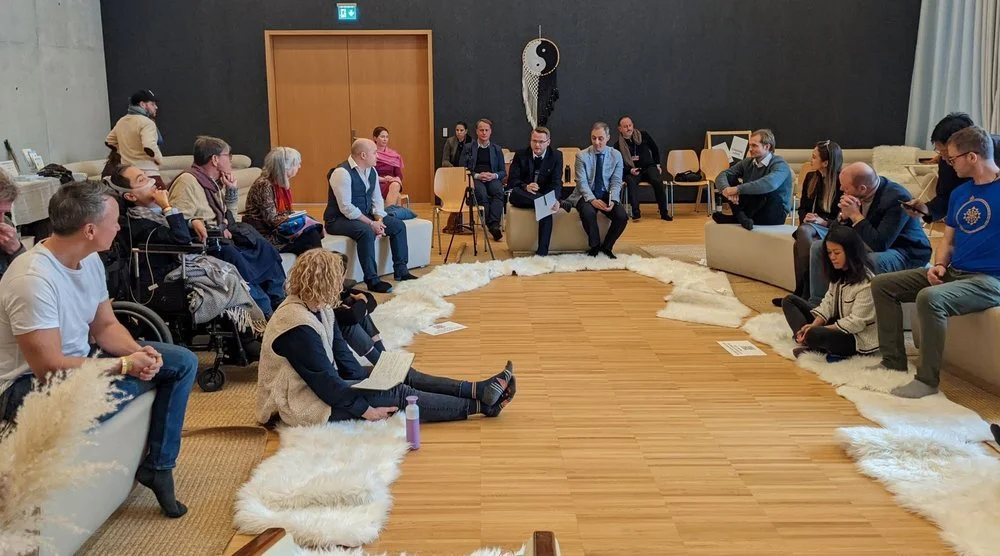 At the end of the workshop, all event attendees gathered and each breakout group shared their solutions.