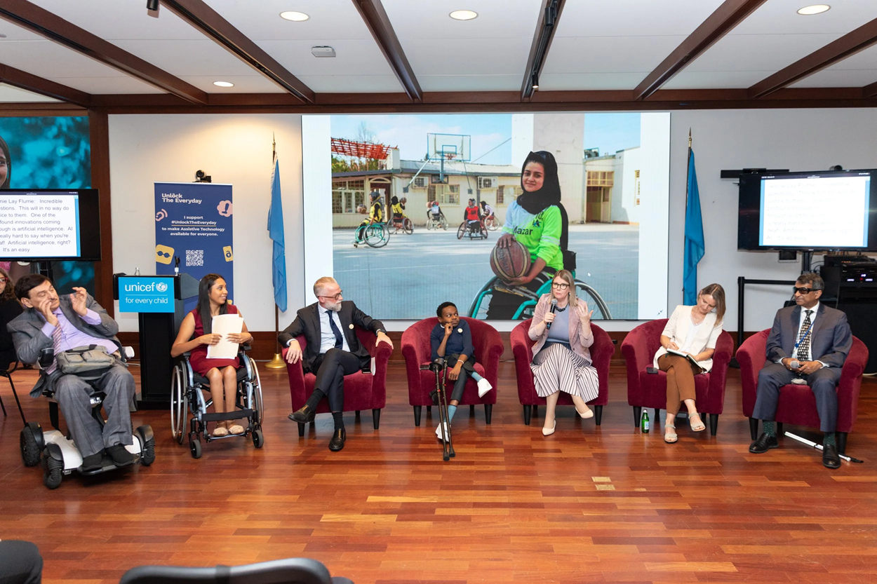 The panelists: L-R: Nawaf Kabbara, Maria Jose Carranza, Pascal Bijleveld, Bernard Chiira, Jenny Lay Flurrie, Kylie Shae, Gopal Mitra.
