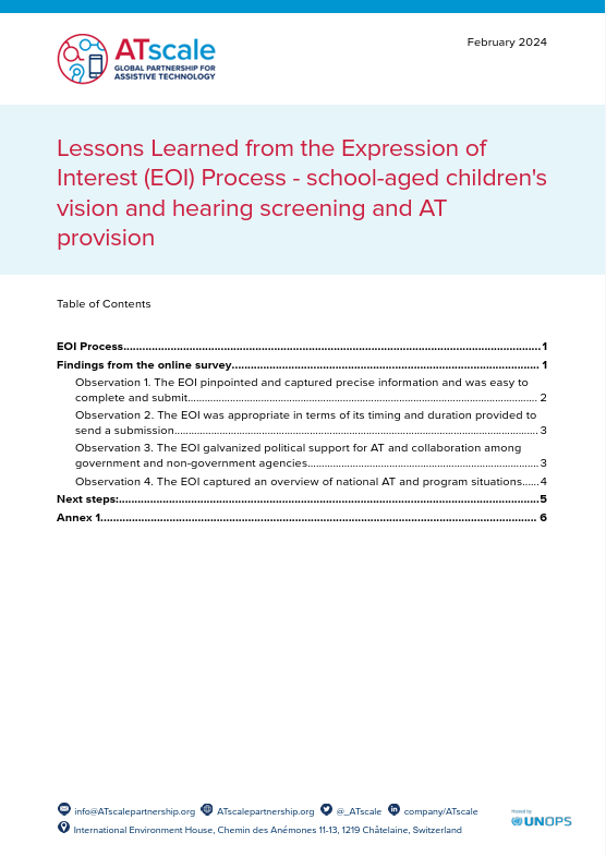 Lessons learned from school-age vision and hearing programme Expression of Interest (EOI) process