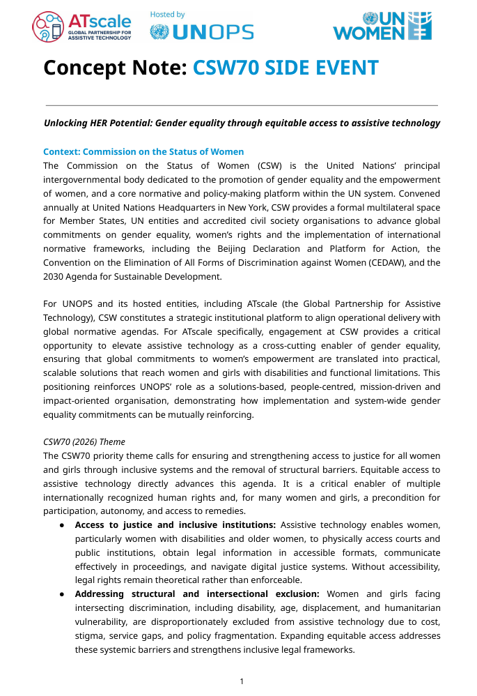 UNOPS CSW70 Side Event - concept note