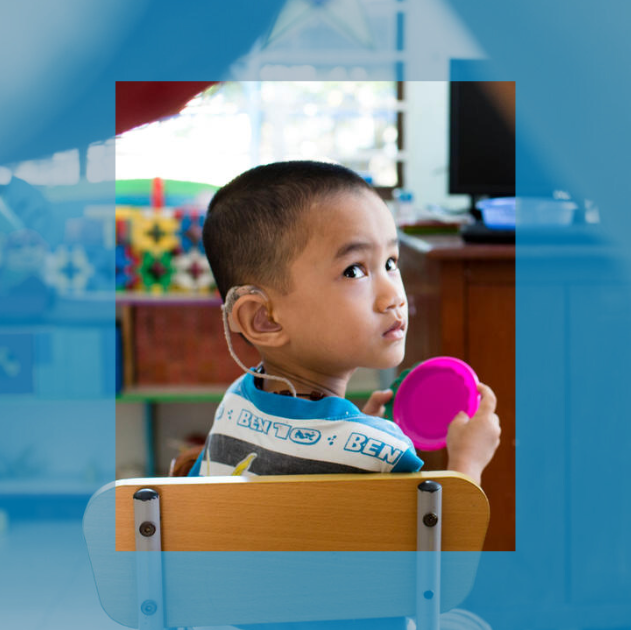 A thumbnail of the newsletter for quarter one- featuring a child wearing hearing aids 