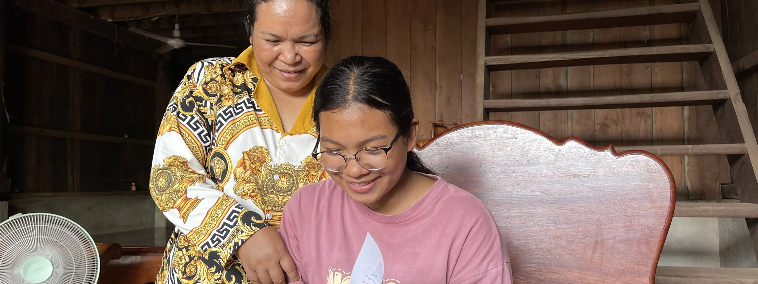 Leakna, a 10th-grade student from Choam Khsan District, with the support of The Fred Hollows Foundation, Leakna received prescription glasses and ongoing eye care. 